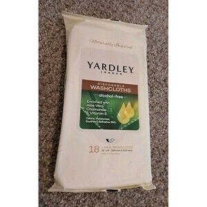 Yardley London Large Disposable Washcloths 18 Count 12" X 8" Alcohol Free